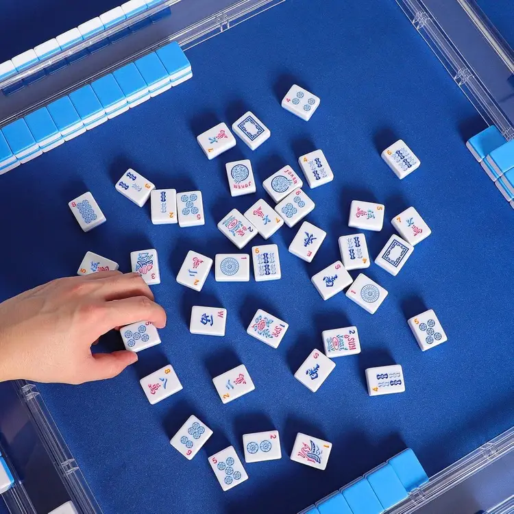 166 pcs american mahjong tile set with blue color 750x750